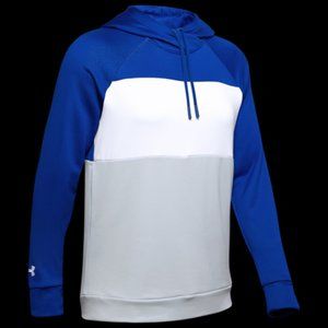 New Womens Under Armour Qualifier Blocked Fleece Hoodie Size L Royal/Grey/White